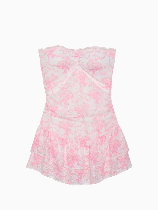 LoveShackFancy Dresses & Skirts - PINK LoveShackFancy Strapless Lace Mini Dress Sz Medium NWT
